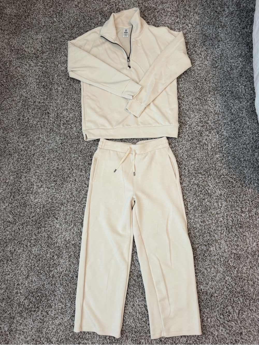 Women’s Cream Zip-Neck Pajama Set